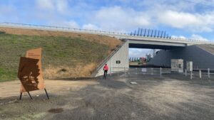 The trailhead at Ring Road, where the path goes under Ballarat Link Rd [2024]